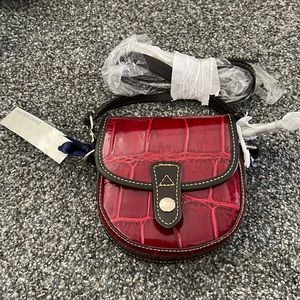 NWT Dooney & Bourke red brown mini flap crossbody